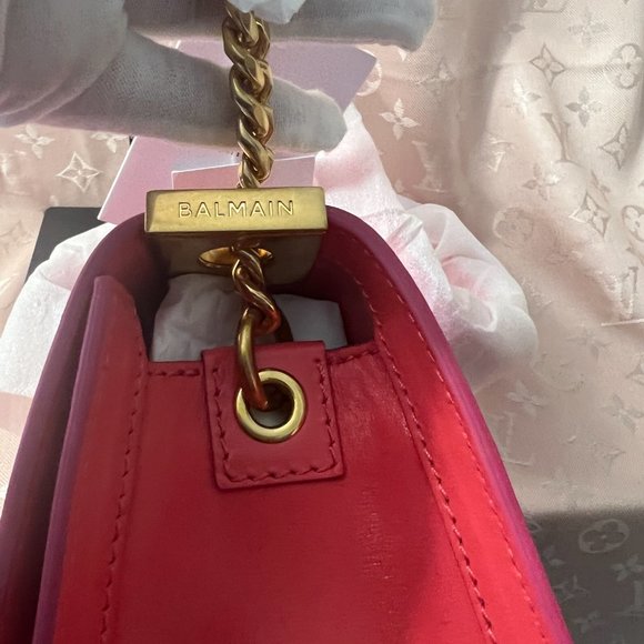 NWT BALMAIN 1945 Soft Mini Quilted Leather Shoulder Bag in Coral - Picture 6 of 11